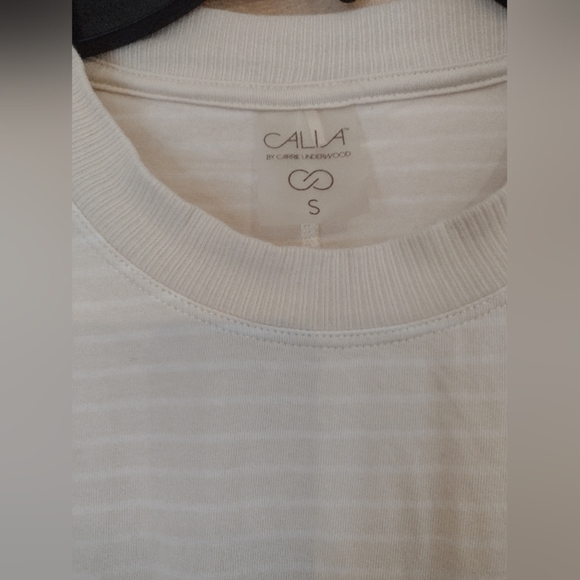 Calia Cream and White Striped Short Sleeve T-Shirt - Picture 2 of 3